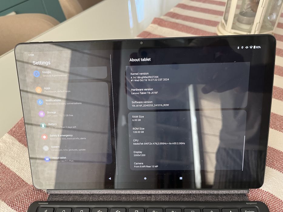 Таблет Lenovo P11 Plus ZA94, 11" 2k IPS, WiFi, 6GB, 128GB