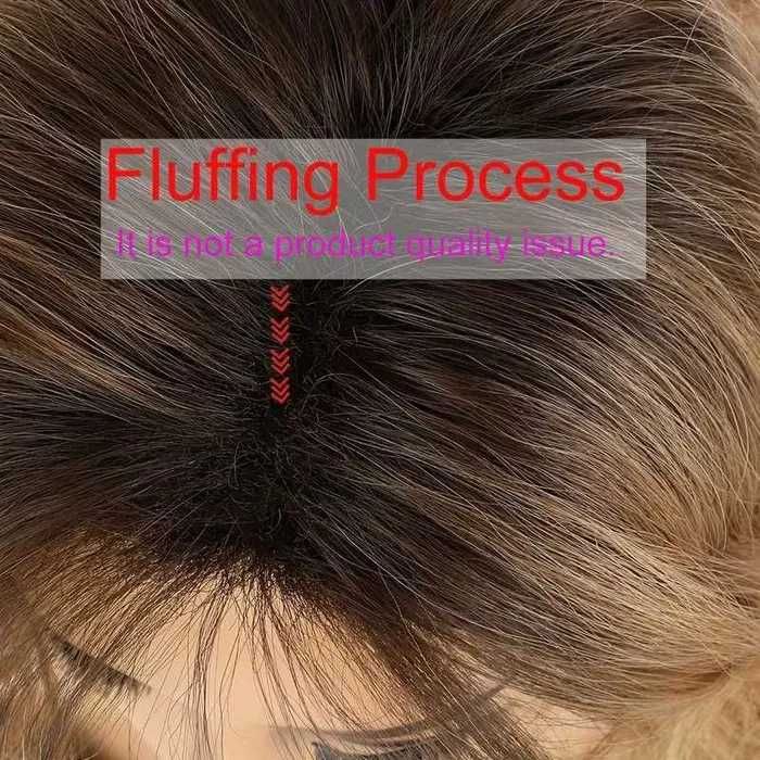 Асиметрична чуплива пшенично руса перука с тъмни корени