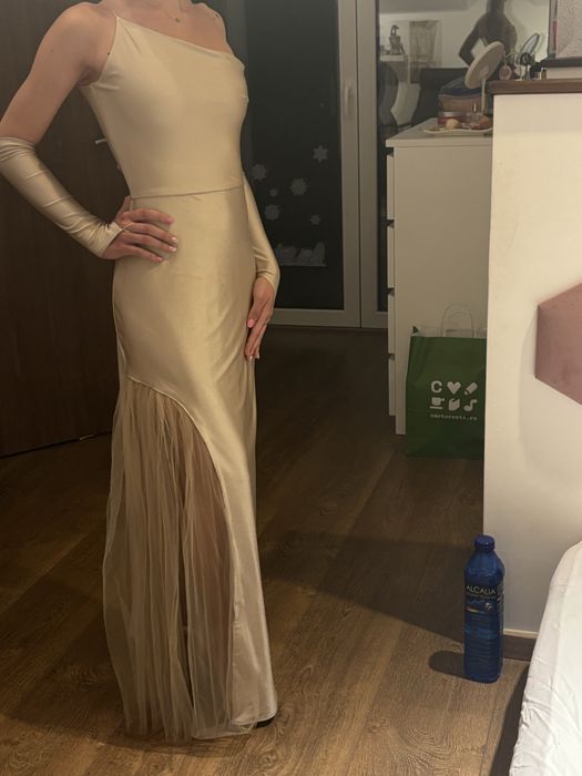 Rochie de bal bej sidef