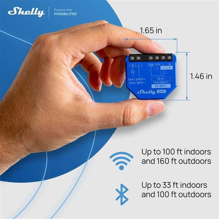 Смарт реле Shelly 1 Gen3 сух контакт 16A