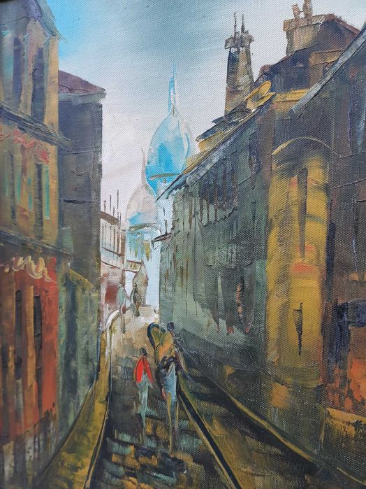 Красива Маслена Картина на Платно Живопис Дървена Рамка