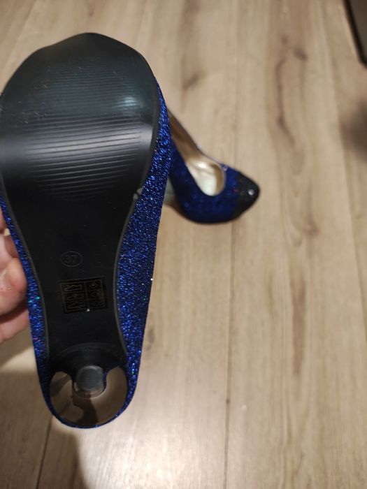 Pantofi cu sclipici albastru negru 37 NOI