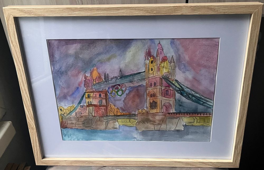 Оригинална акварелна картина Tower Bridge – рамка 30×40 см.
