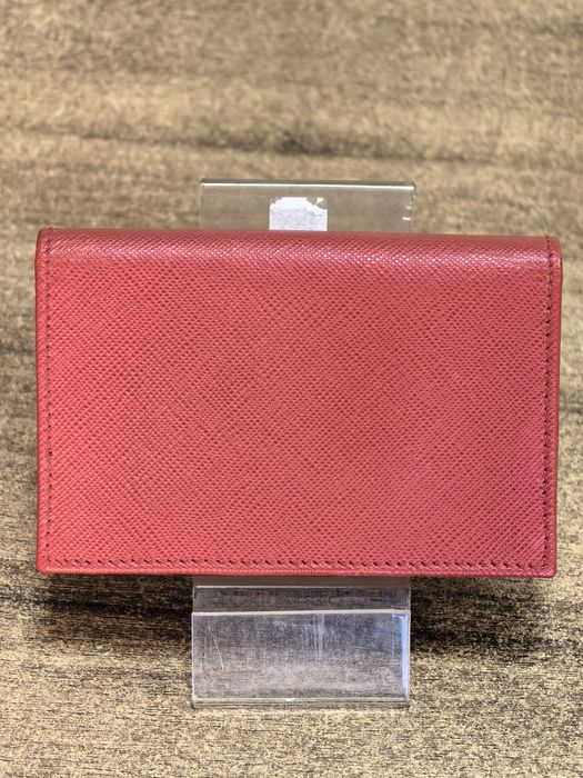 Prada Small Card Case Wallet Red Saffiano