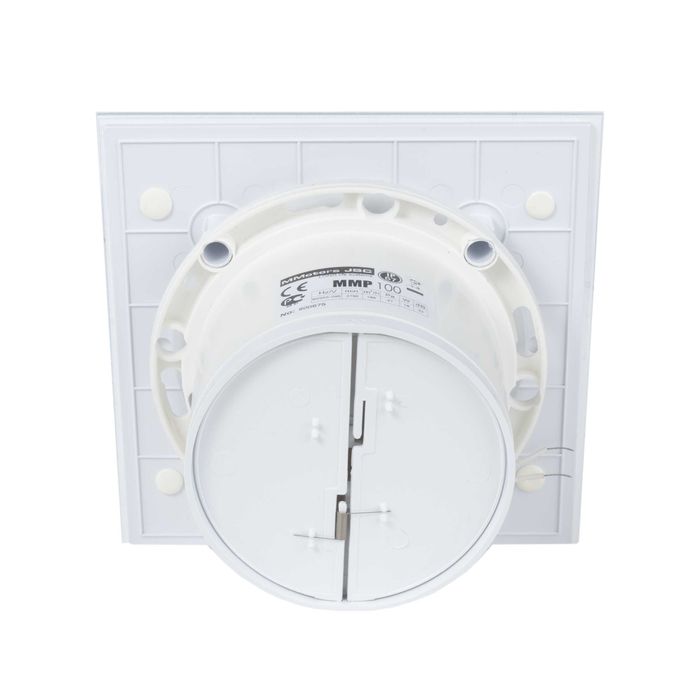 Вентилатор за баня дизайн стъкло бял мат/гл. клапа турбо дебит 169м3/ч