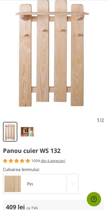 Cuier din lemn natur