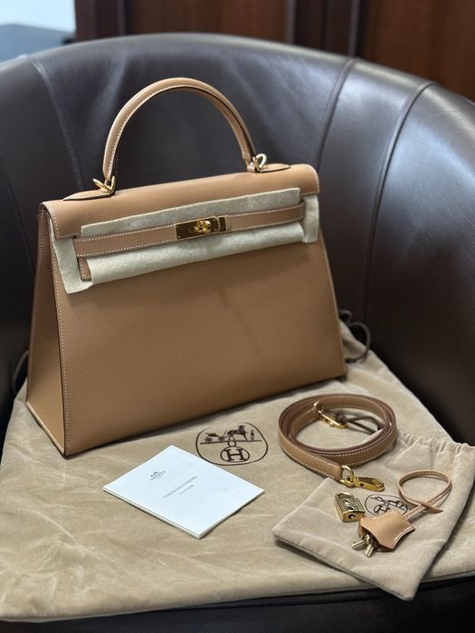 Geantă Hermès Kelly 32 Sellier Gold Epsom