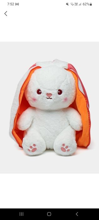 Мягкая игрушка зайчик с розовыми ушами