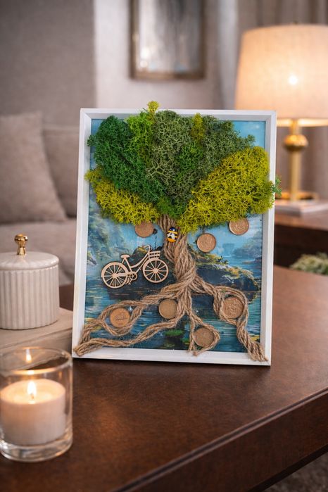 Ръчно изработена картина с естествен скандинавски мъх