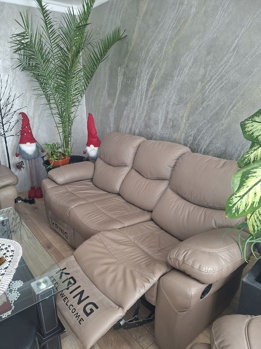 Canapele piele naturala cu recliner