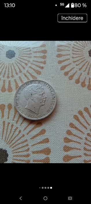 Monedă Argint 25.000 Lei 1946, Regele Mihai I, stare foarte buna