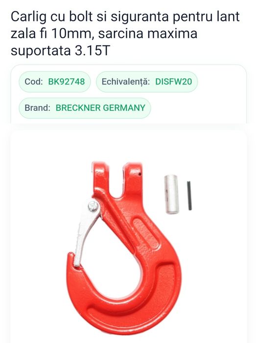 Cârlig cu bolt 3.15 tone breckner