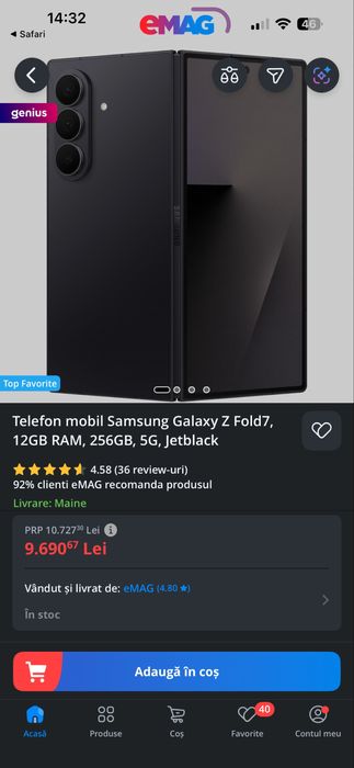 Samsung Galaxy Z Fold7, 12GB RAM, 256GB, 5G, Jetblack cutie