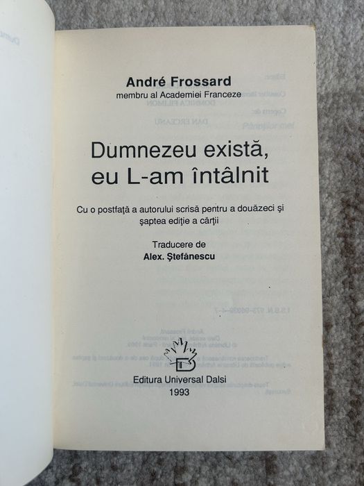 Carte Dumnezeu există, eu L-am întâlnit - André Frossard (Dalsi, 1993)