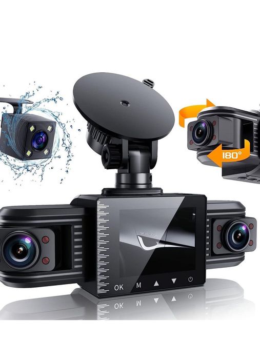 3-канална 2.5K+1080P+1080P камера за кола, с 2-инчов екран