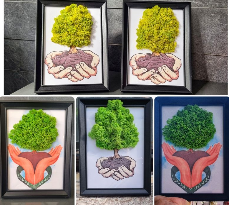 Декорирана рамка "Природата в нашите ръце" с напълно естествен мъх