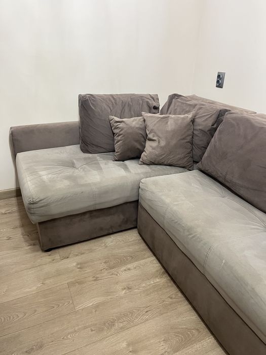 Ъглов диван 140/240 в опция сън и ракла, сив/кафяв