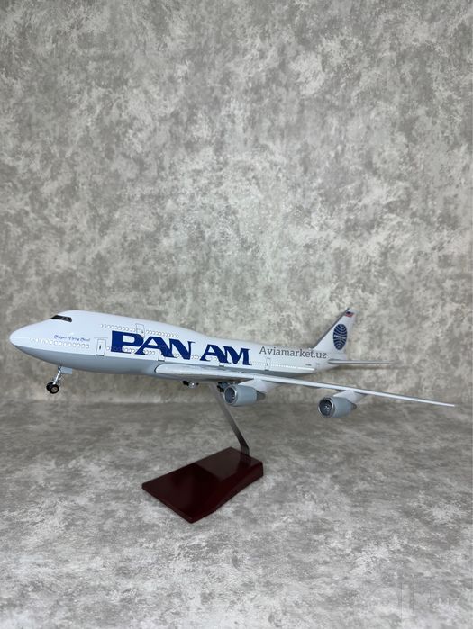 Самолет модель (BOEING-747-PAN AM) с Led подсветкой отличный подарок