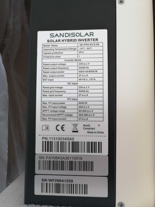 Нов хибритен инвертор SANISOLAR 6,5 KW
