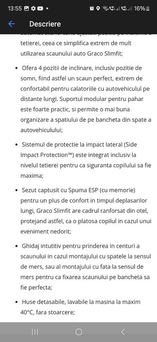 Scaun auto Graco slimfit  0-18 kg  și 18-36 kg