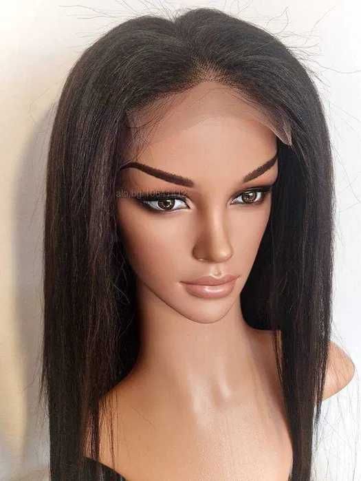 Черна перука от микс естествен косъм и примеси 70 см с Lace 4×4