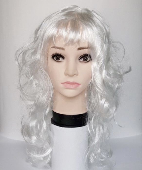Парик карнавальный волнистый белый