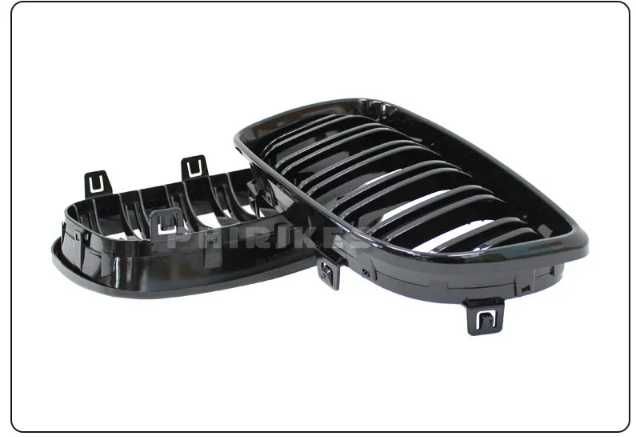 Set Grile Duble M style Radiator Bara Negru Lucios Bmw Seria 1 E81 E82 E87 E88 Lci Facelift 2007-2011, NOI
