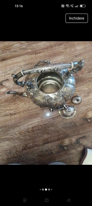 Ceainic placat cu argint masiv