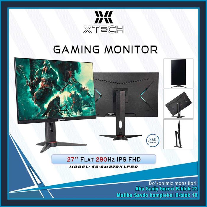 XTECH Monitor 27"IPS FHD RGB color (Curved- FLAT)