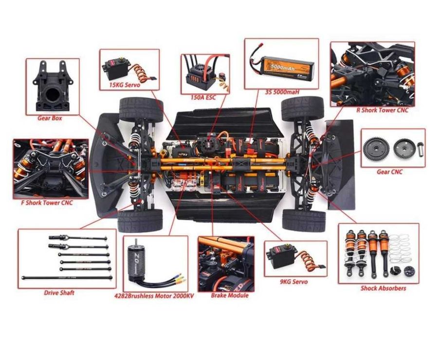 Количка с дистанционно управление ZD Racing EX-07 130 км.ч.