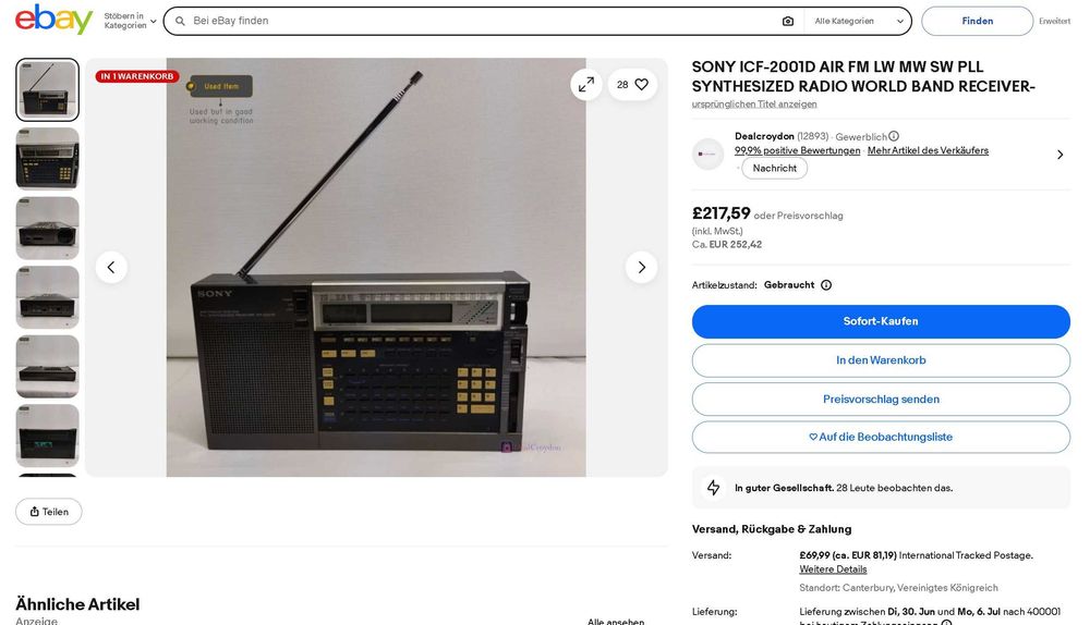 Radio Sony LCF-2001D AIR FM LW MW SW PLL Synthesized Radio World Band LEGENDAR