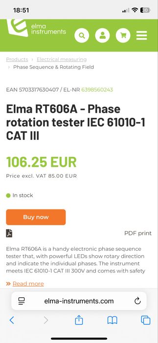 Tester de rotatie a fazelor Elma RT 606A
