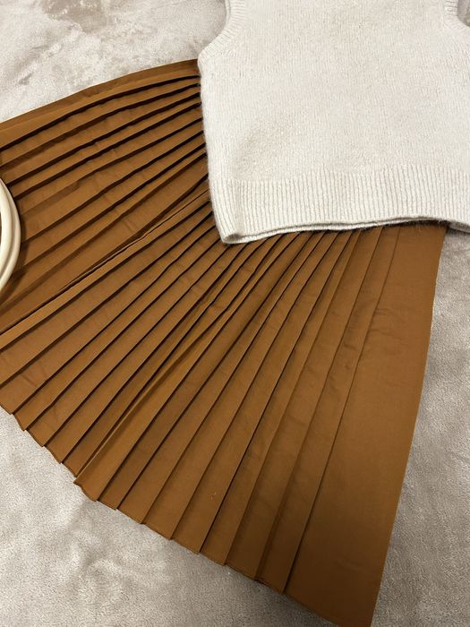 COS fusta maro plisata ajustabila in talie