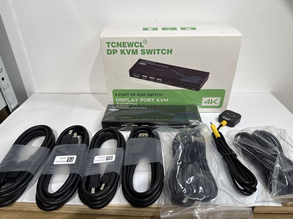 TCNEWCL Switch DisplayPort KVM 4 port,4K-60Hz DP 4 PC,1 monitor,USB DP