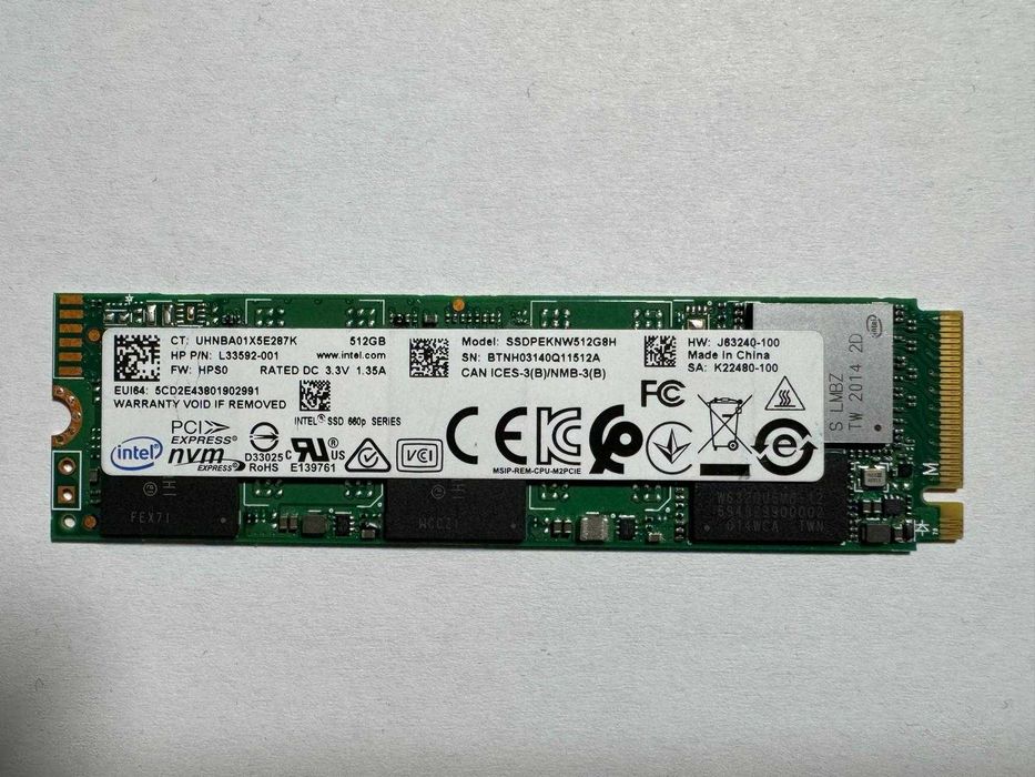 SSD NVMe M.2 512GB Gen3 x4 WD SK hynix Toshiba Micron Intel