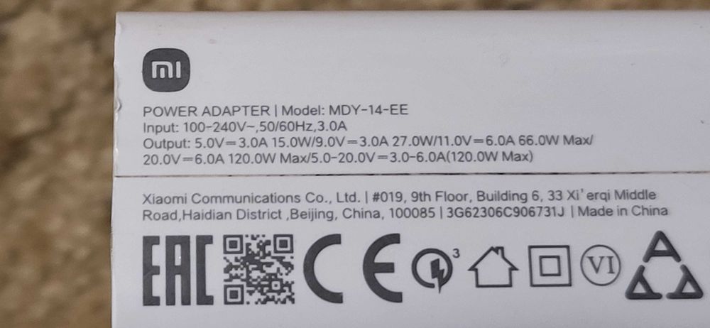 Xiaomi 120W MI Incarcator 5V-3A ,,9V-3A,,11V-6A,,20V-6A Adaptor fuctional 70 lei fix