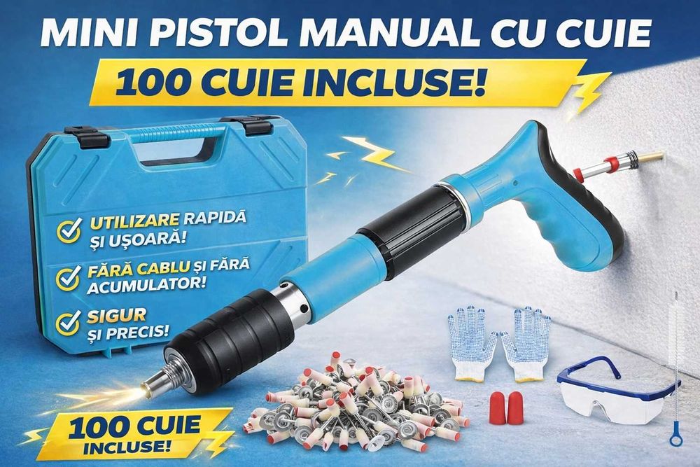 Minipistol pentru fixarea cuielor 100 cuie Bonus in sett .