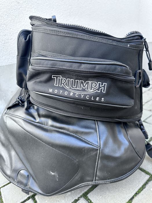 Geanta textil cu husa piele rezervor Triumph