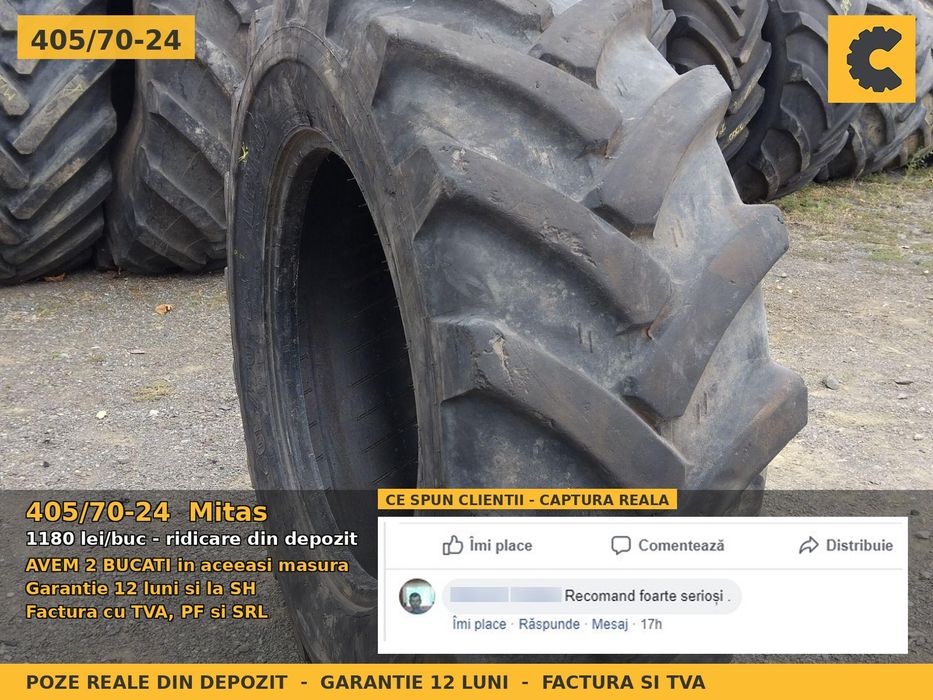 Cauciucuri Anvelope 405/70-24 405/70 24 400/70R24 4057024 Mitas Buldo Miniincarcator si Industrial Utilaje Agricole SH Second Hand LIVRARE Factura TVA