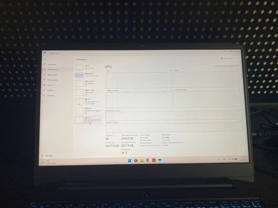 Kuchaytirilgan GAMING 16/1500 GB