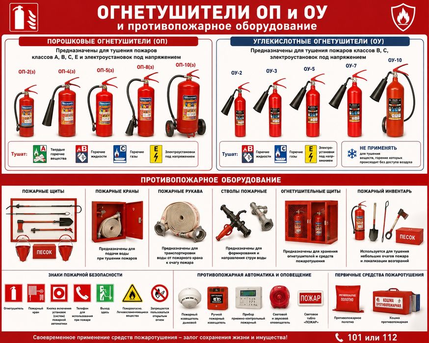Огнетушители всех видов.
