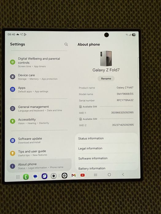 Samsung Galaxy Z Fold 7 256 GB Silver Shadow