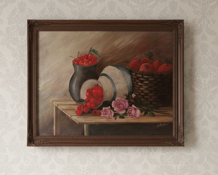 Pictură  Veche Elena Müller Stăncescu - Natura moartă / vintage/tablou