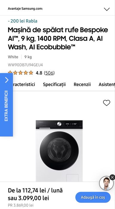 Masina de spalat samsung noua cu garantie