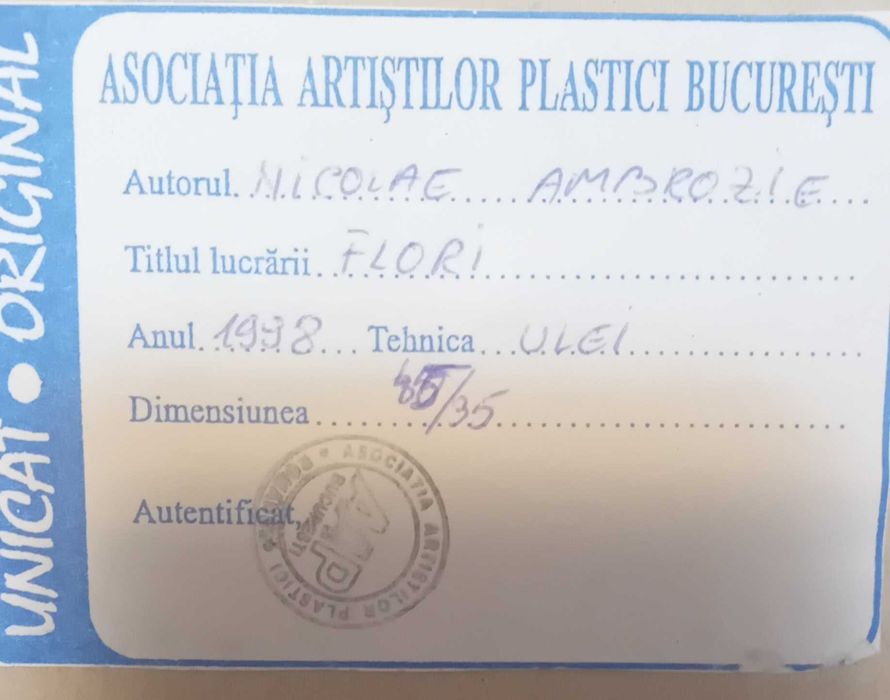 Vând tablou original semnat de pictorul Nicolae Ambrozie.