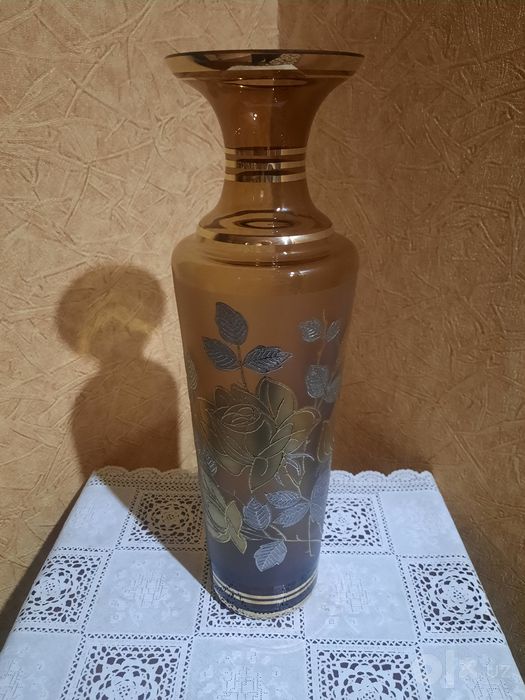 Винтаж. Очень красивая, элегантная, высокая ваза "Ветка розы". Bohemia