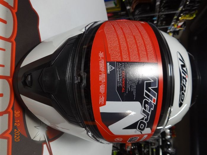 Нов Модел! 2021 Модуларна Мото Каска NITRO F 390 UNO бял гланц