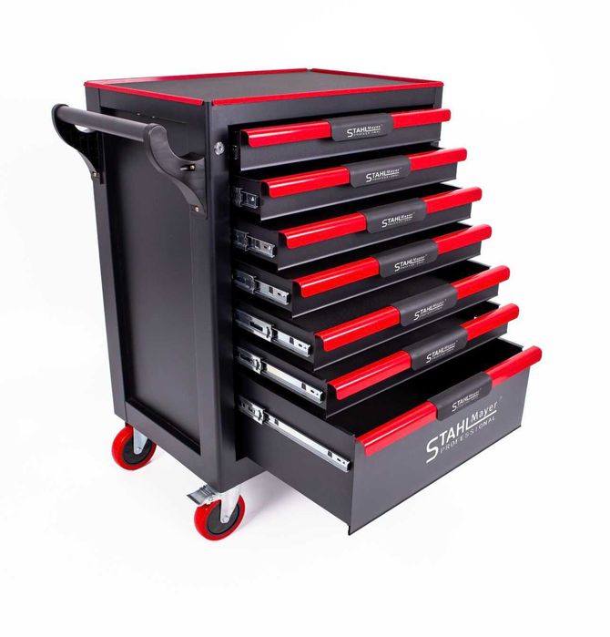 Празен шкаф за инструменти със 7 чекмеджета StahlMayer Red Line