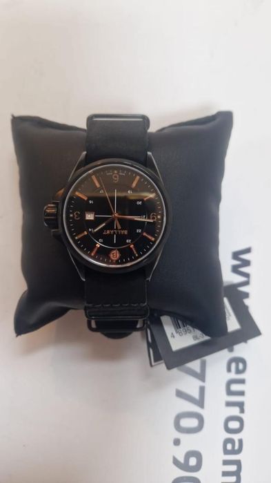 Ceas Balast pentru barbati din piele cu cadran negru Odin -P-