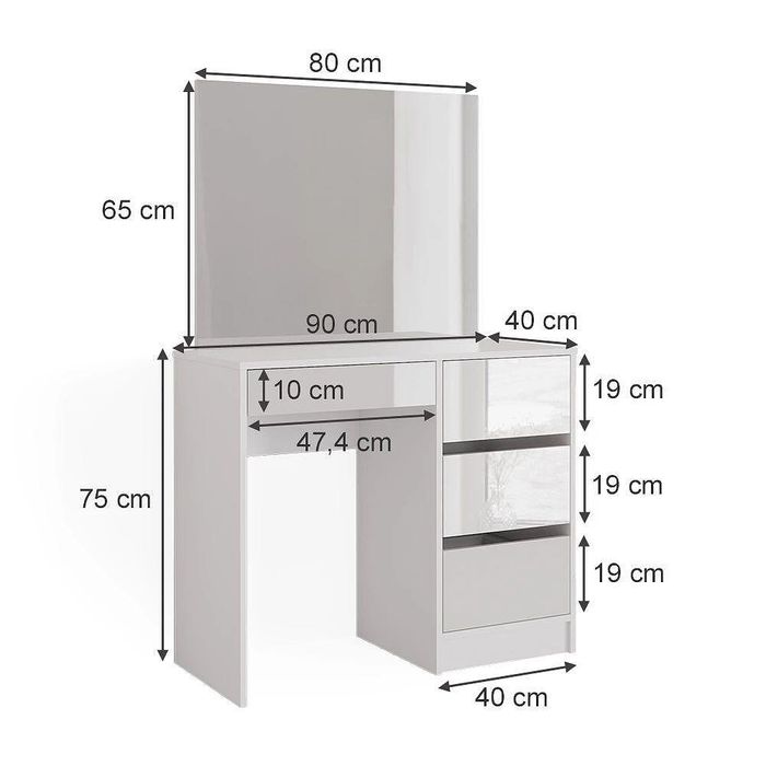 Тоалетка "onyx gloss  90 см с led огледало